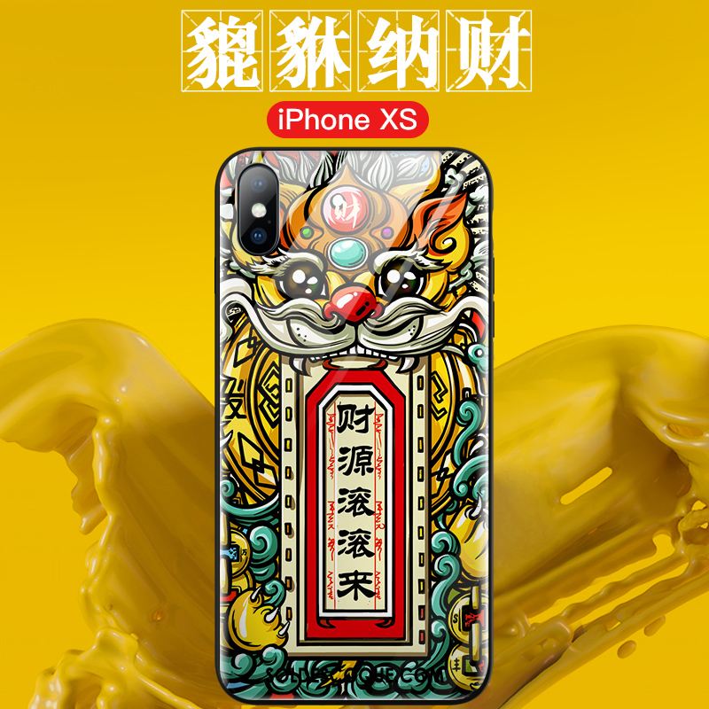 Coque iPhone Xs Net Rouge Créatif Incassable Verre Marque De Tendance En Vente