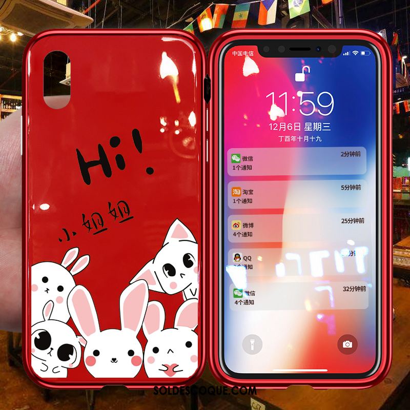 Coque iPhone Xs Net Rouge Dessin Animé Téléphone Portable Magnétisme Jaune En Vente