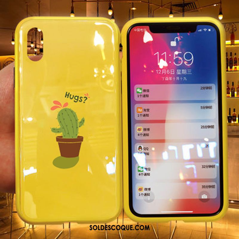 Coque iPhone Xs Net Rouge Dessin Animé Téléphone Portable Magnétisme Jaune En Vente