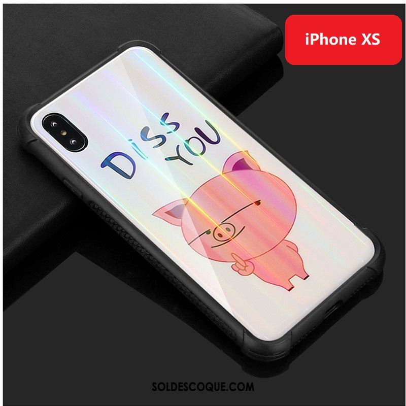 Coque iPhone Xs Net Rouge Tendance Antidérapant Blanc Dessin Animé Housse Pas Cher