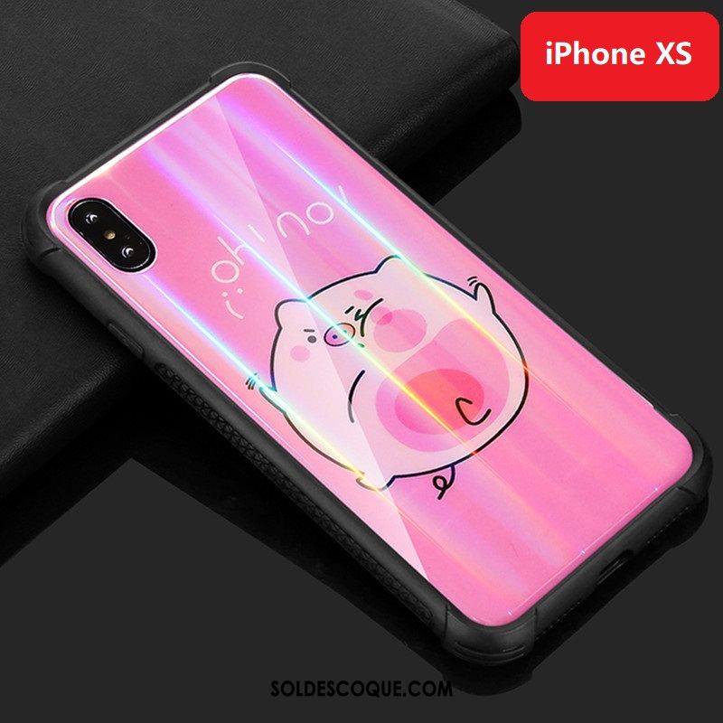 Coque iPhone Xs Net Rouge Tendance Antidérapant Blanc Dessin Animé Housse Pas Cher