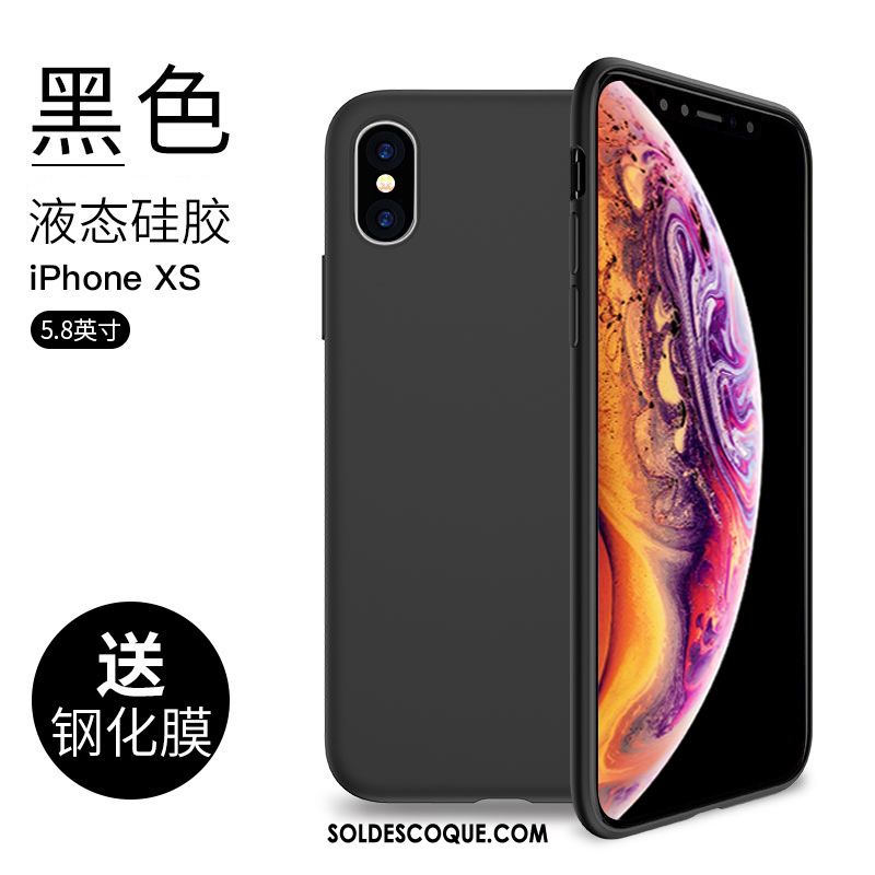 Coque iPhone Xs Noir Silicone Incassable Rouge Tout Compris Pas Cher