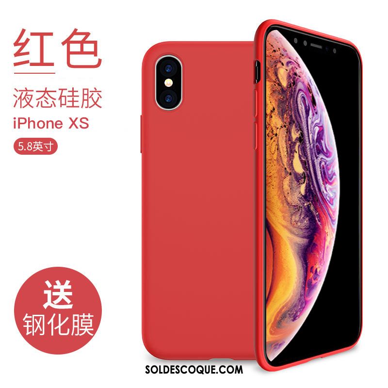 Coque iPhone Xs Noir Silicone Incassable Rouge Tout Compris Pas Cher