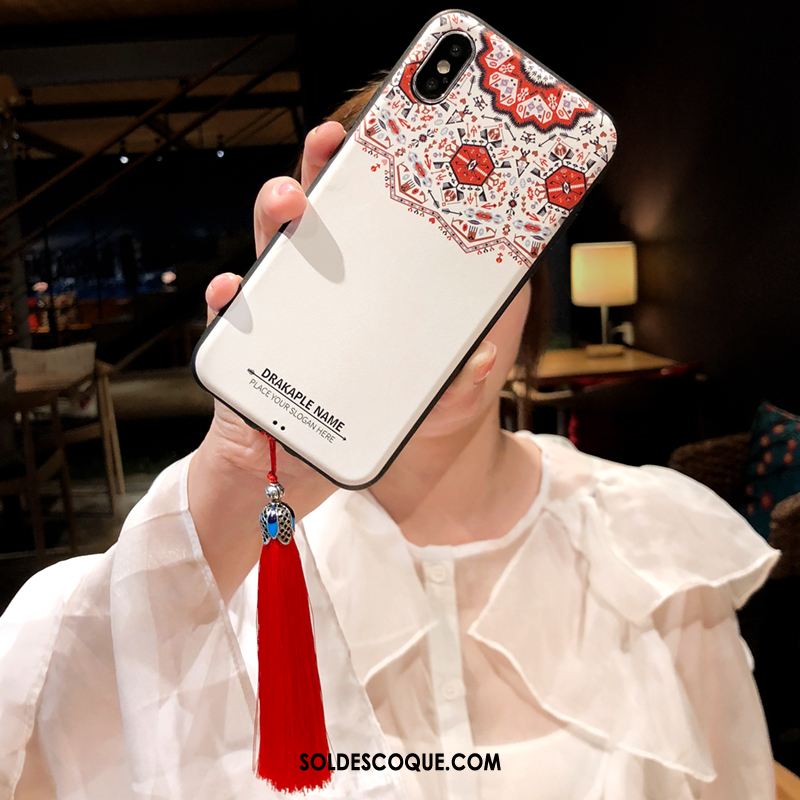 Coque iPhone Xs Personnalité Modèle Fleurie Marque De Tendance Tout Compris Blanc En Ligne