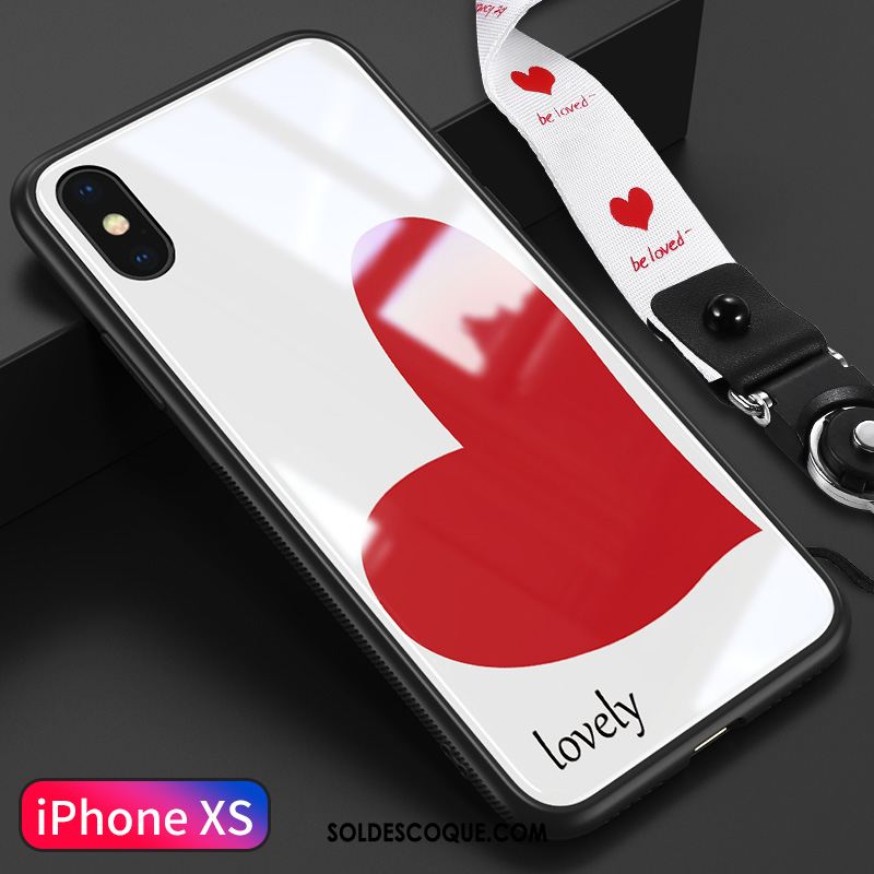 Coque iPhone Xs Personnalité Noir Verre Amour Incassable Pas Cher