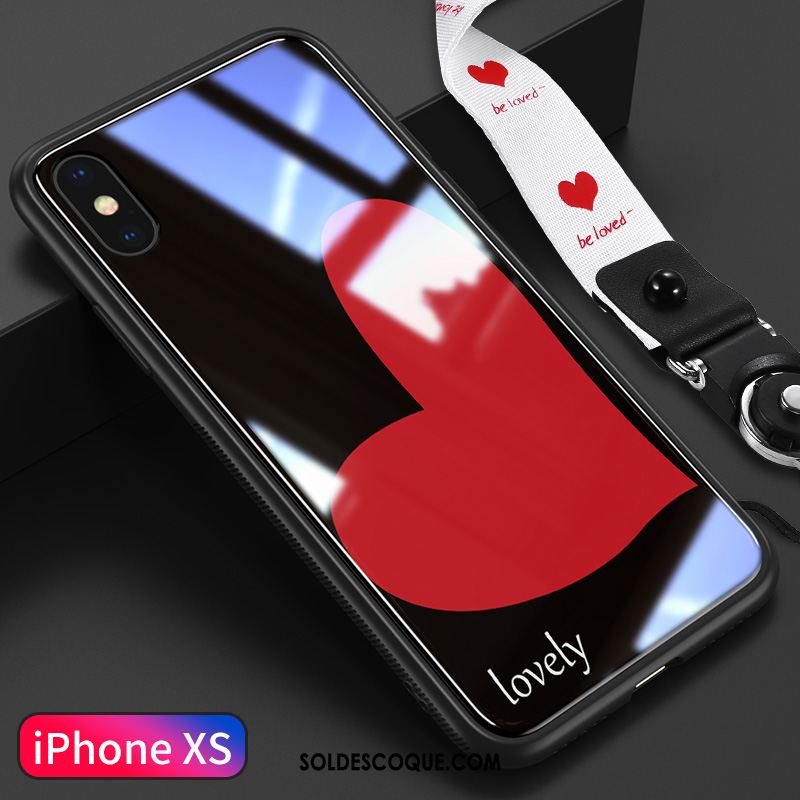 Coque iPhone Xs Personnalité Noir Verre Amour Incassable Pas Cher