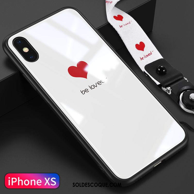 Coque iPhone Xs Personnalité Noir Verre Amour Incassable Pas Cher