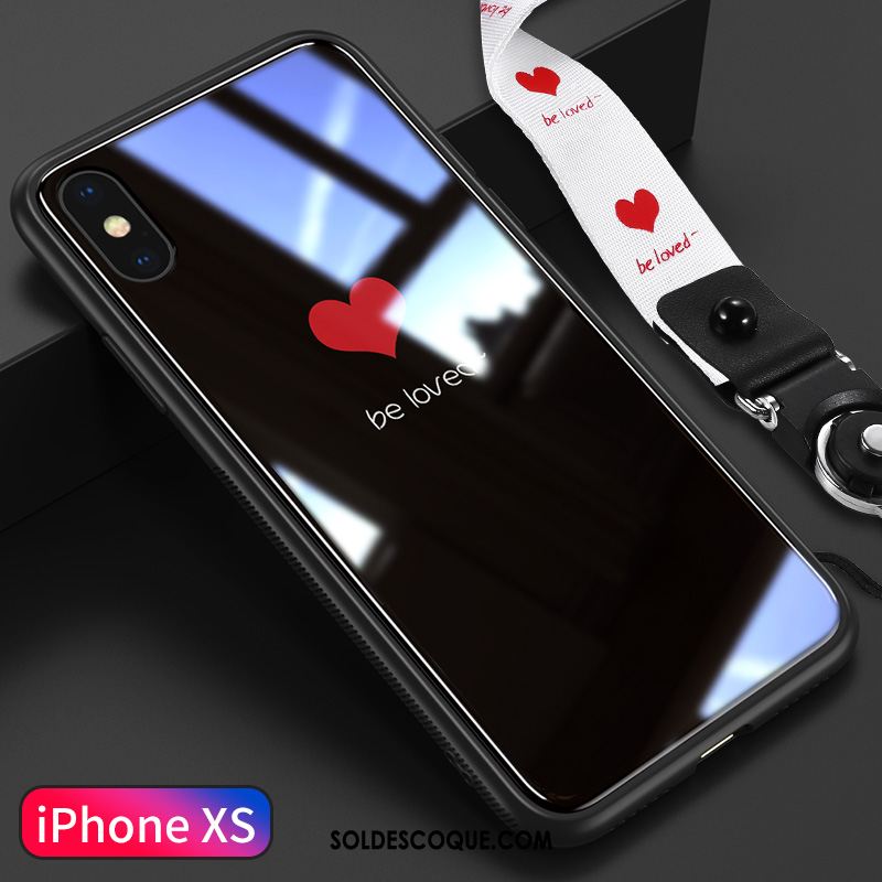 Coque iPhone Xs Personnalité Noir Verre Amour Incassable Pas Cher