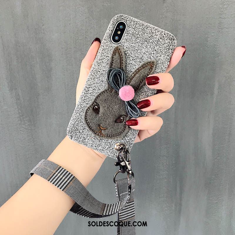 Coque iPhone Xs Sac Velours Charmant Lapin Rose France