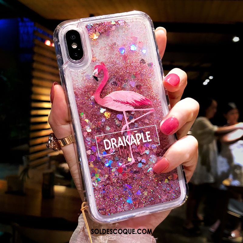 Coque iPhone Xs Silicone Fluide Doux Rose Étui Personnalité Housse En Vente