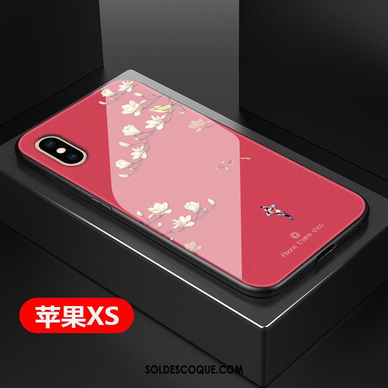 Coque iPhone Xs Simple Silicone Protection Rouge Verre Pas Cher
