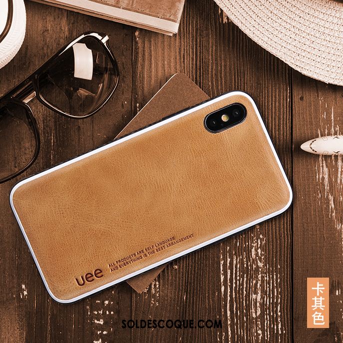 Coque iPhone Xs Tout Compris Kaki Protection Étui Cuir Housse En Vente