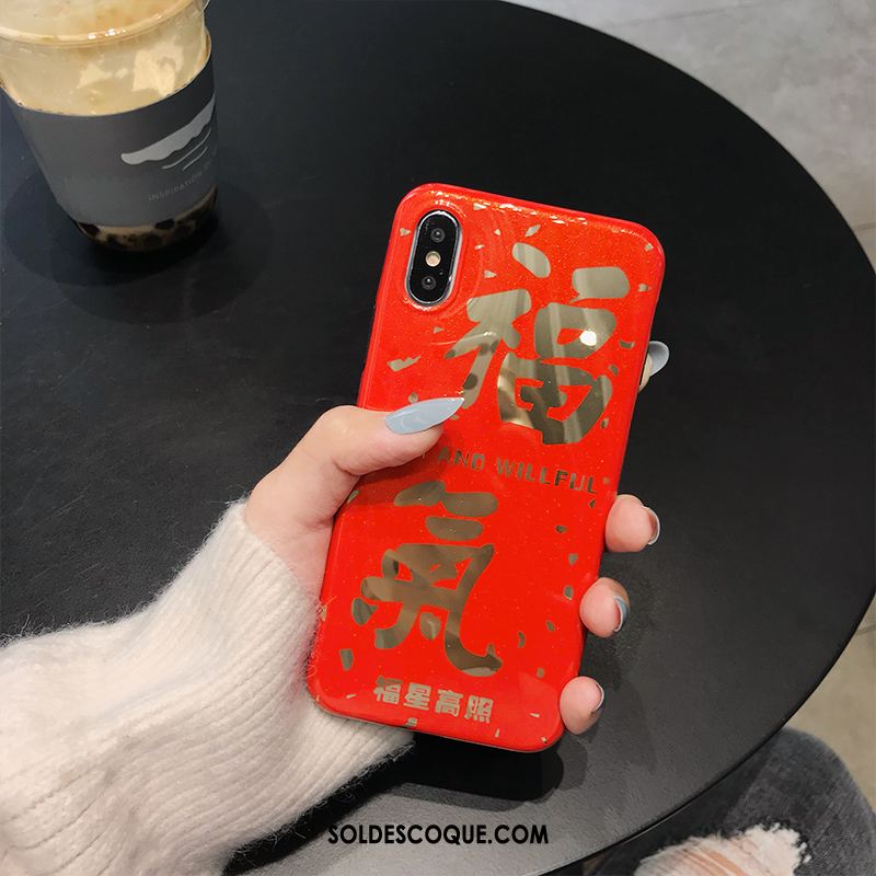 Coque iPhone Xs Tout Compris Personnalité Richesse Rouge Amoureux Soldes