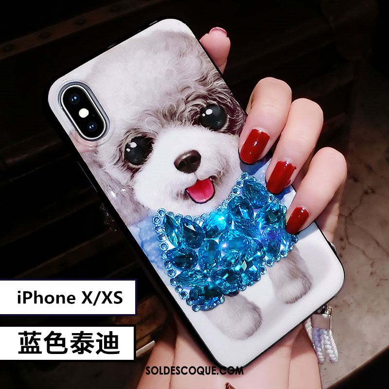 Coque iPhone Xs Tout Compris Silicone Bleu Dessin Animé Téléphone Portable Housse Soldes