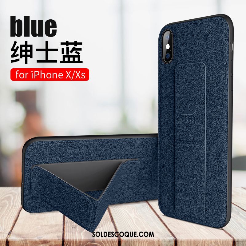 Coque iPhone Xs Très Mince Net Rouge Téléphone Portable Étui Bleu Housse Pas Cher