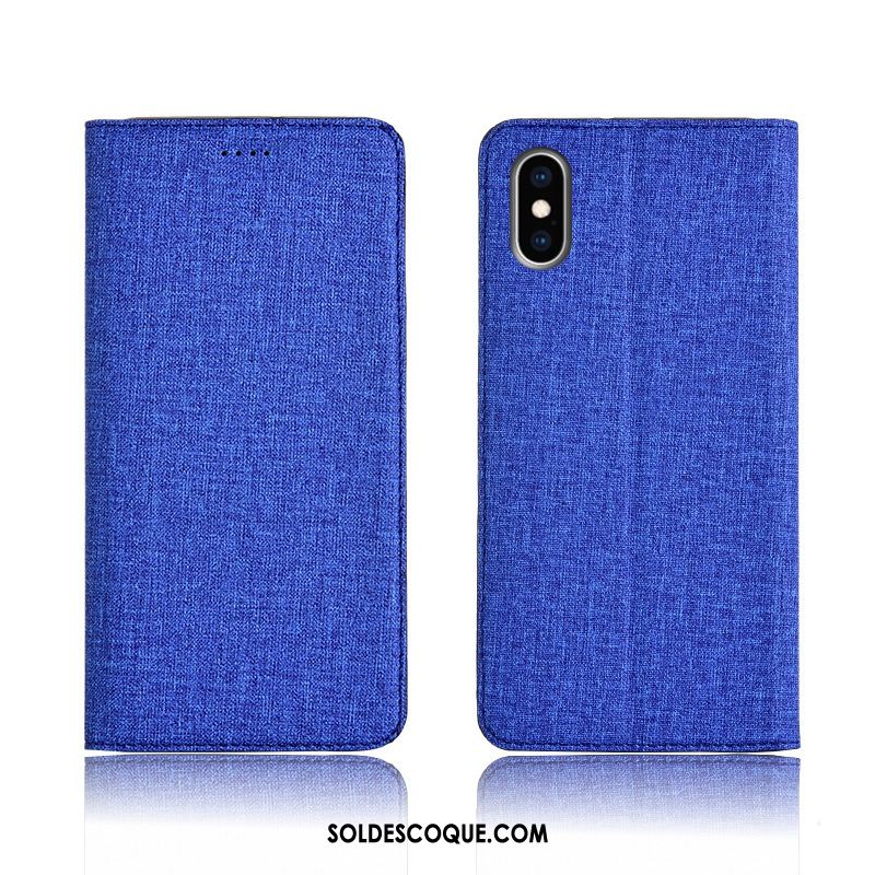 Coque iPhone Xs Téléphone Portable Protection Bleu Étui En Cuir Silicone En Vente