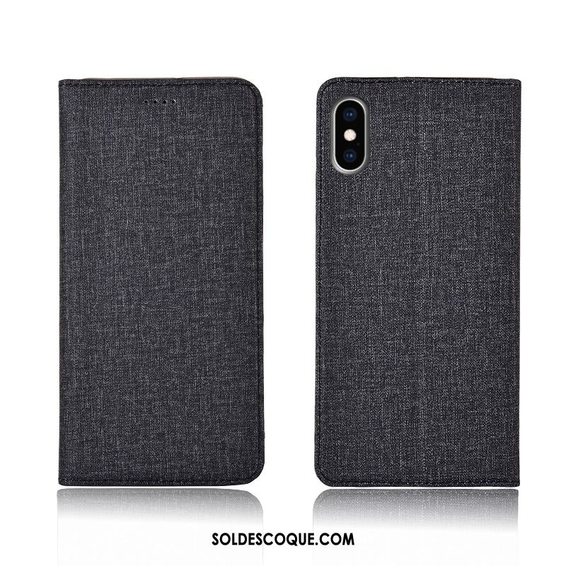 Coque iPhone Xs Téléphone Portable Protection Bleu Étui En Cuir Silicone En Vente