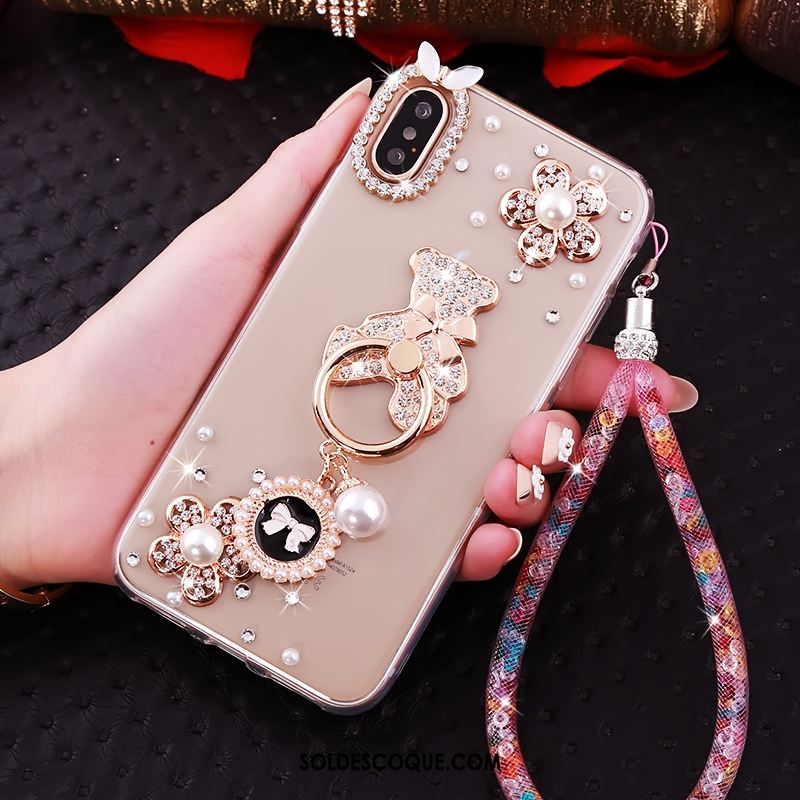 Coque iPhone Xs Téléphone Portable Silicone Personnalité Strass Fluide Doux En Vente