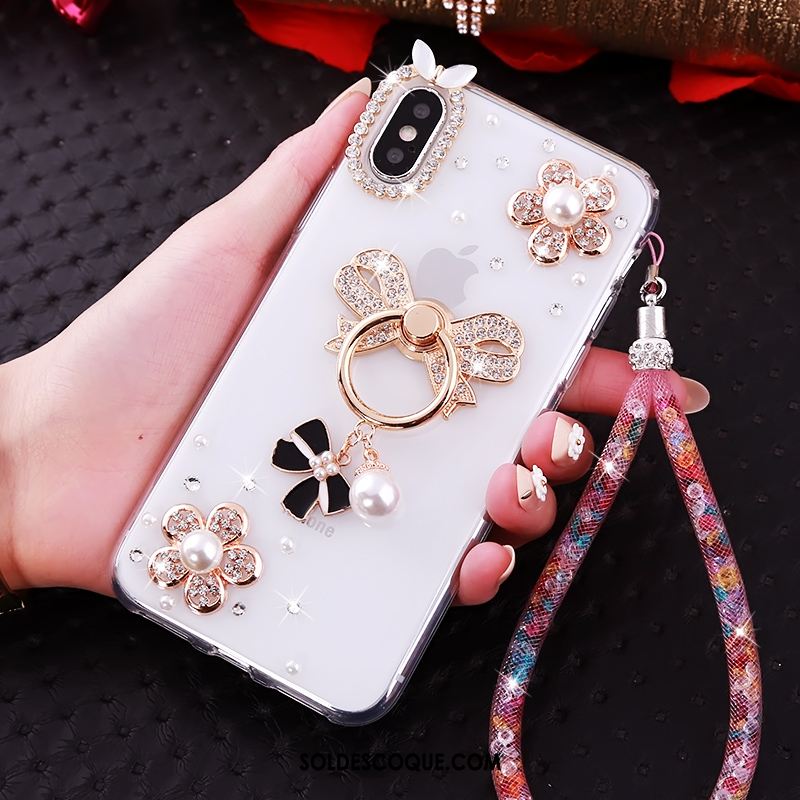 Coque iPhone Xs Téléphone Portable Silicone Personnalité Strass Fluide Doux En Vente