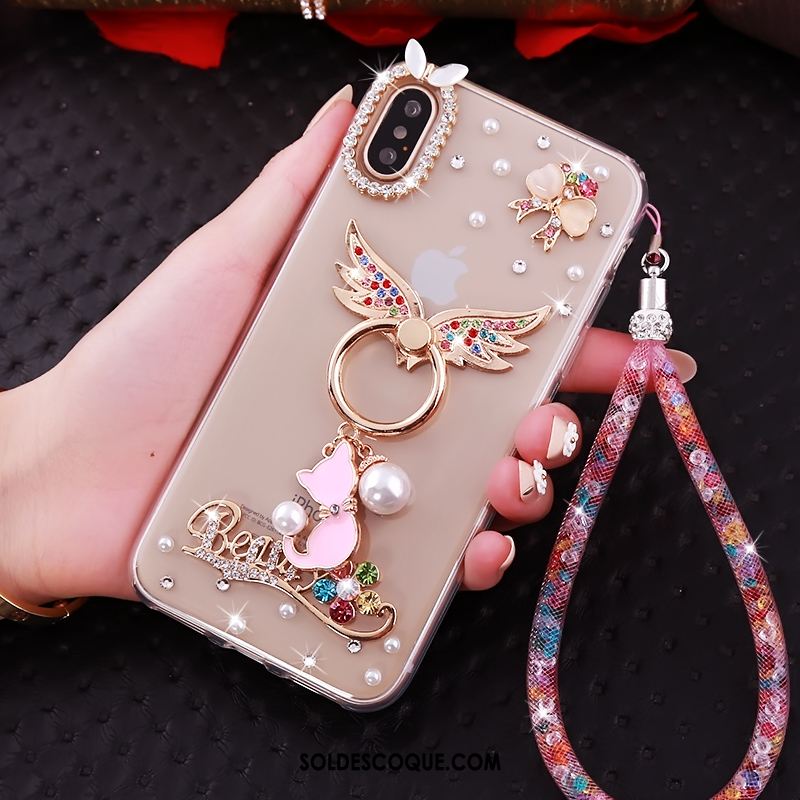 Coque iPhone Xs Téléphone Portable Silicone Personnalité Strass Fluide Doux En Vente