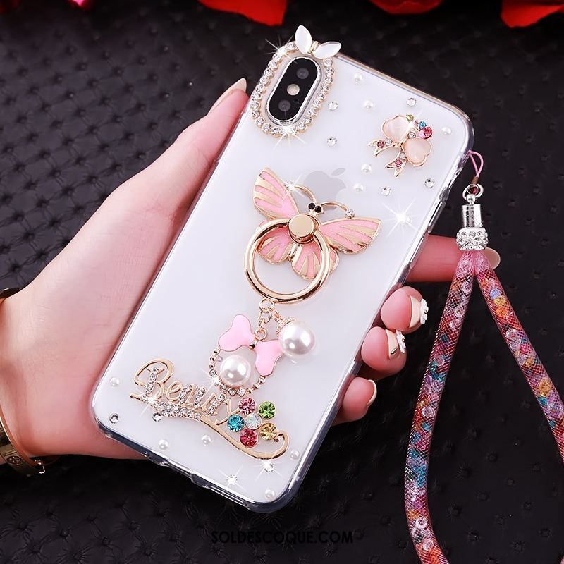 Coque iPhone Xs Téléphone Portable Silicone Personnalité Strass Fluide Doux En Vente