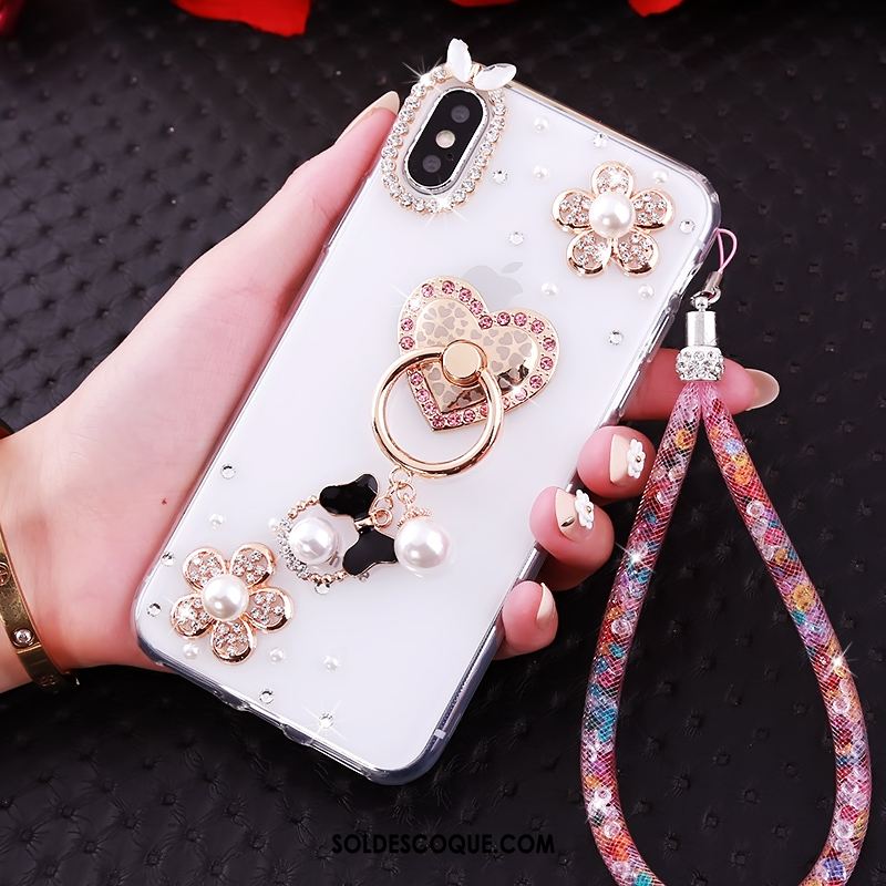 Coque iPhone Xs Téléphone Portable Silicone Personnalité Strass Fluide Doux En Vente