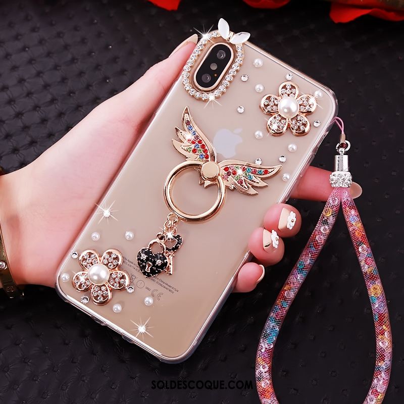 Coque iPhone Xs Téléphone Portable Silicone Personnalité Strass Fluide Doux En Vente