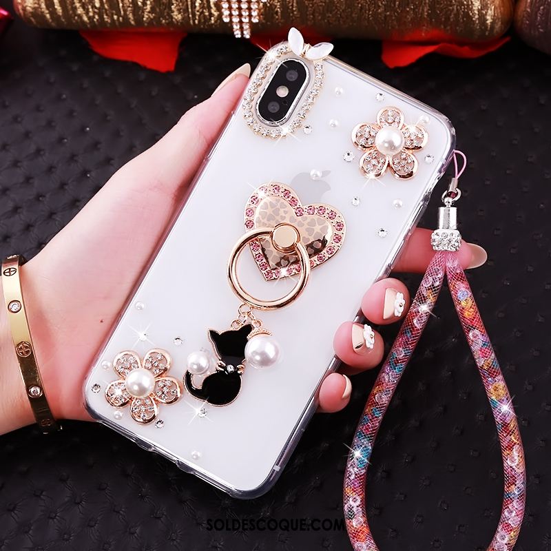 Coque iPhone Xs Téléphone Portable Silicone Personnalité Strass Fluide Doux En Vente