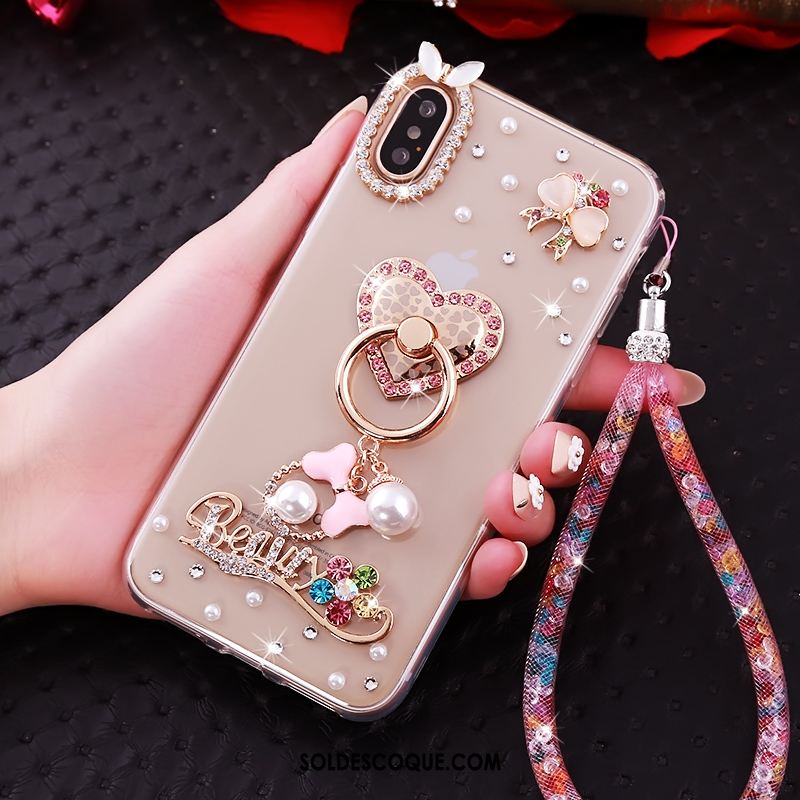 Coque iPhone Xs Téléphone Portable Silicone Personnalité Strass Fluide Doux En Vente