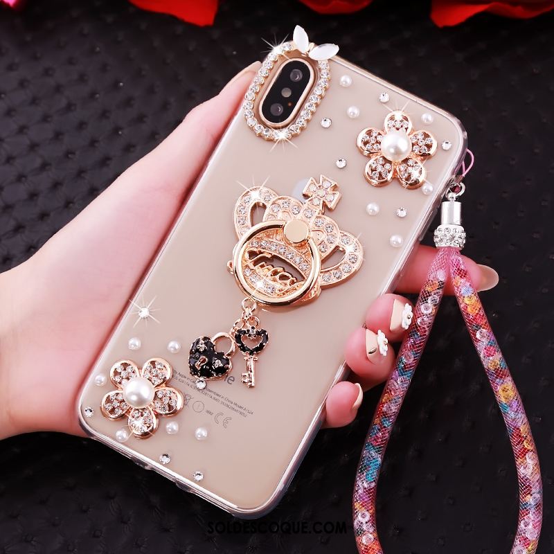 Coque iPhone Xs Téléphone Portable Silicone Personnalité Strass Fluide Doux En Vente