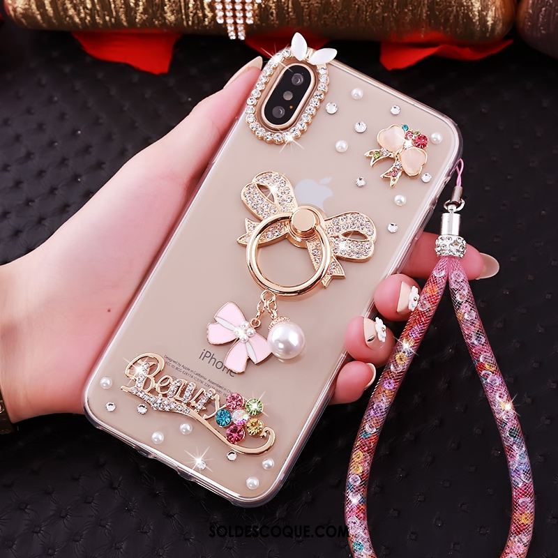 Coque iPhone Xs Téléphone Portable Silicone Personnalité Strass Fluide Doux En Vente