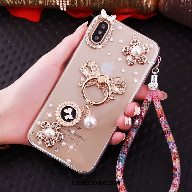 Coque iPhone Xs Téléphone Portable Silicone Personnalité Strass Fluide Doux En Vente