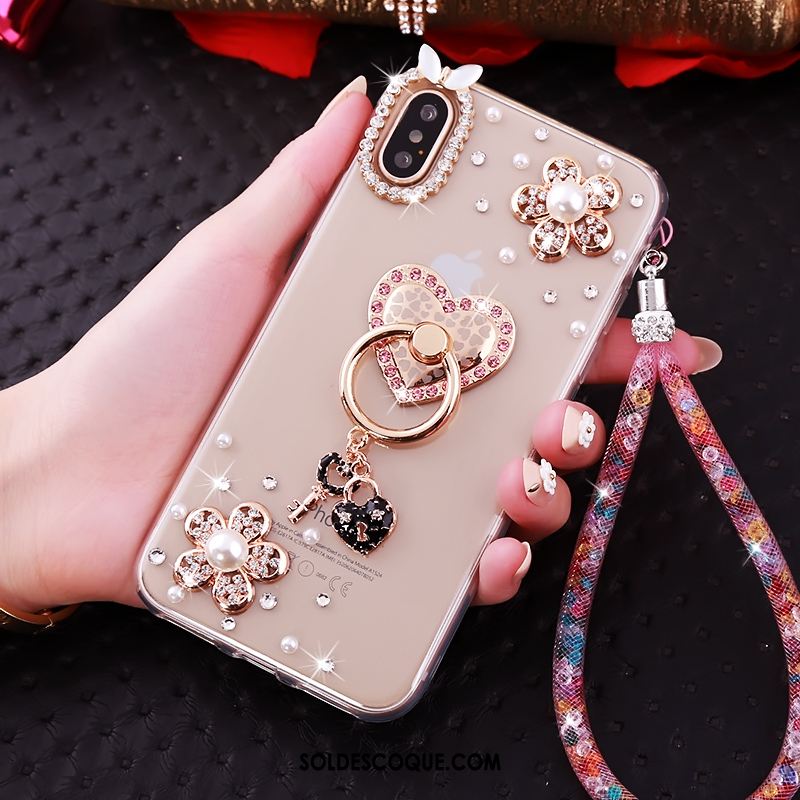 Coque iPhone Xs Téléphone Portable Silicone Personnalité Strass Fluide Doux En Vente