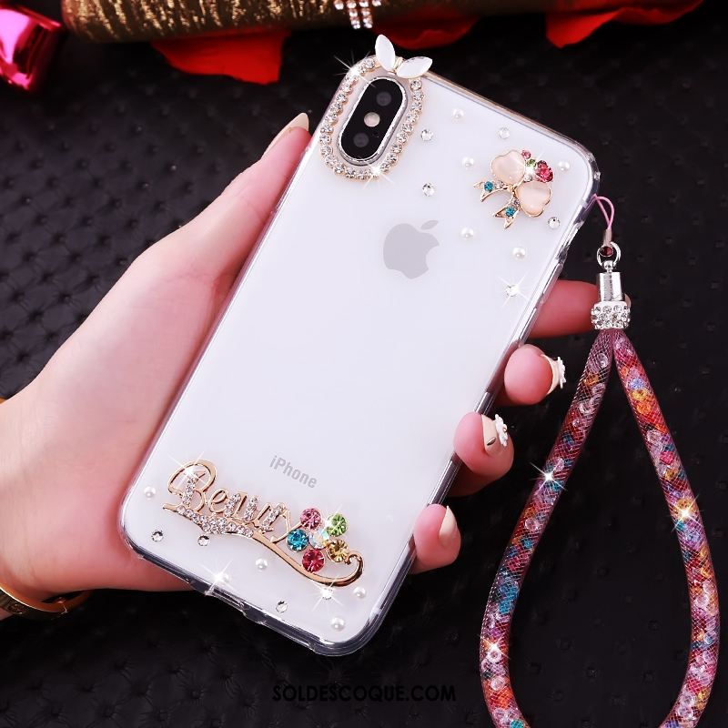 Coque iPhone Xs Téléphone Portable Silicone Personnalité Strass Fluide Doux En Vente