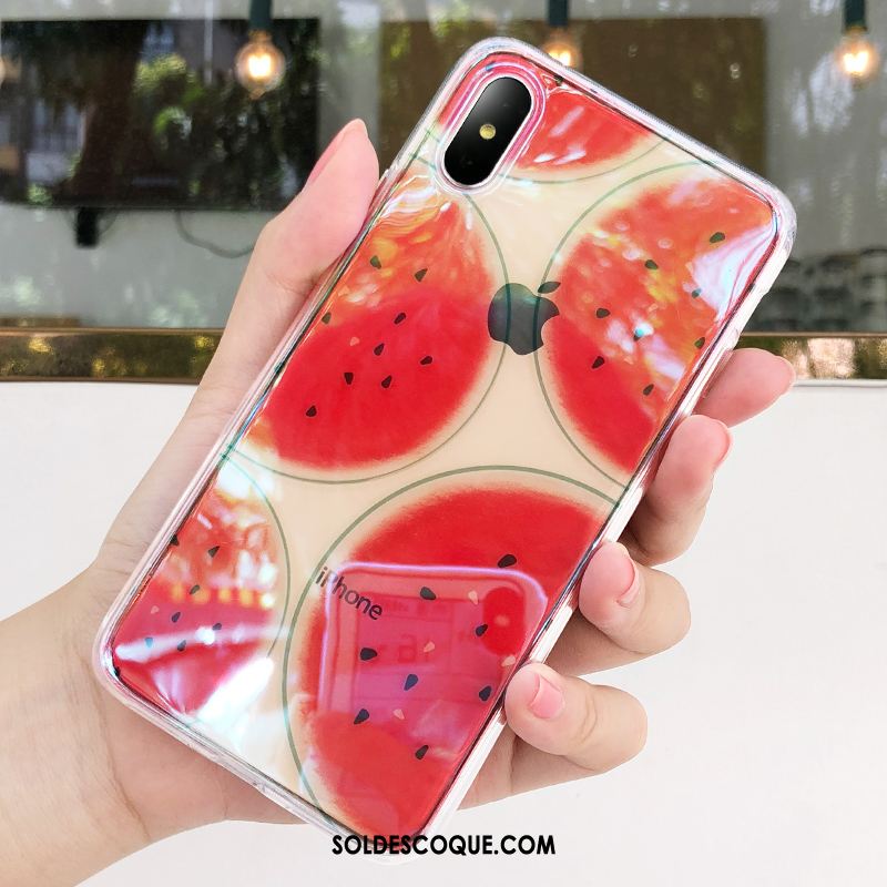 Coque iPhone Xs Étui Incassable Transparent Net Rouge Vert Pas Cher