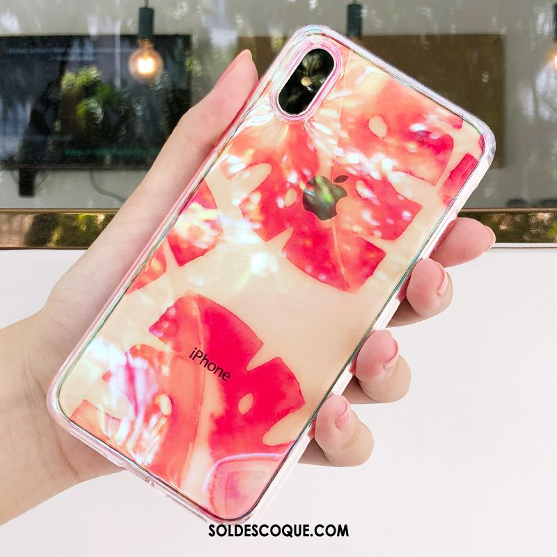 Coque iPhone Xs Étui Incassable Transparent Net Rouge Vert Pas Cher