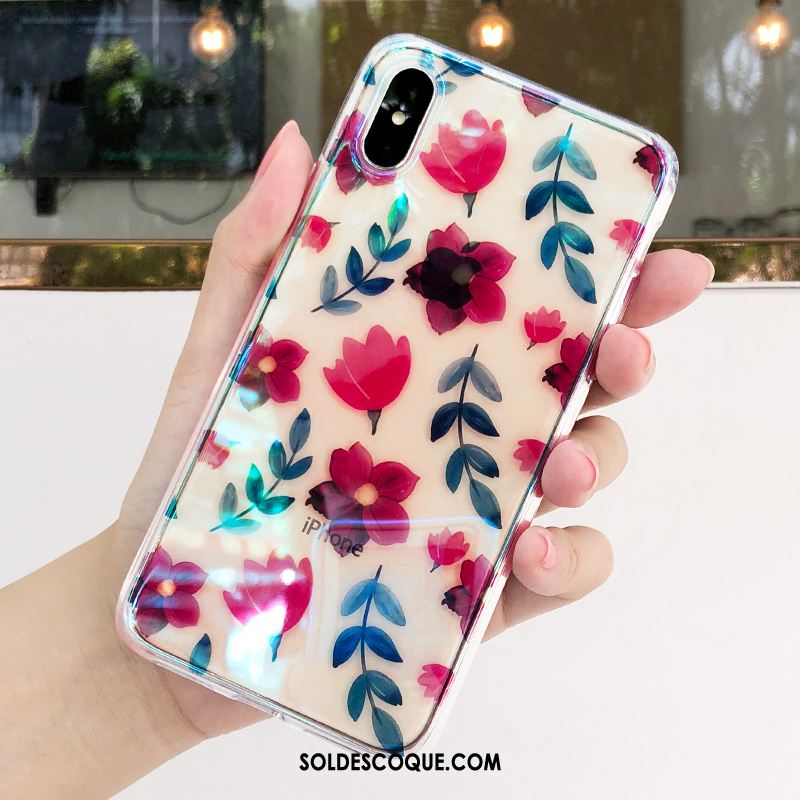 Coque iPhone Xs Étui Incassable Transparent Net Rouge Vert Pas Cher