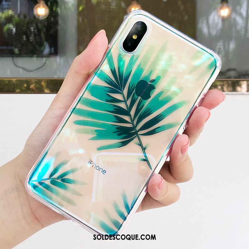 Coque iPhone Xs Étui Incassable Transparent Net Rouge Vert Pas Cher