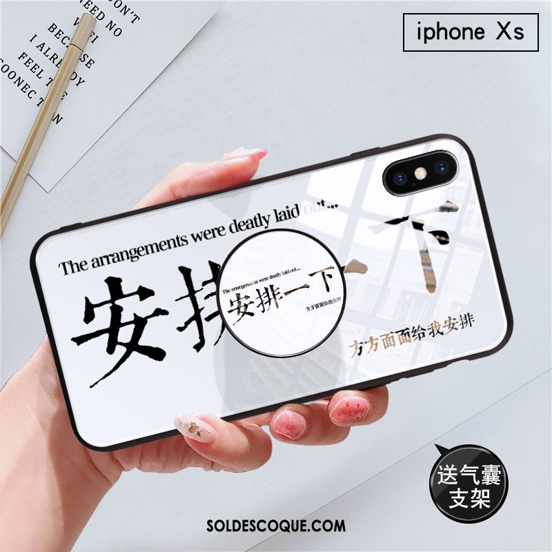 Coque iPhone Xs Étui Verre Blanc Personnalité Paillette Pas Cher