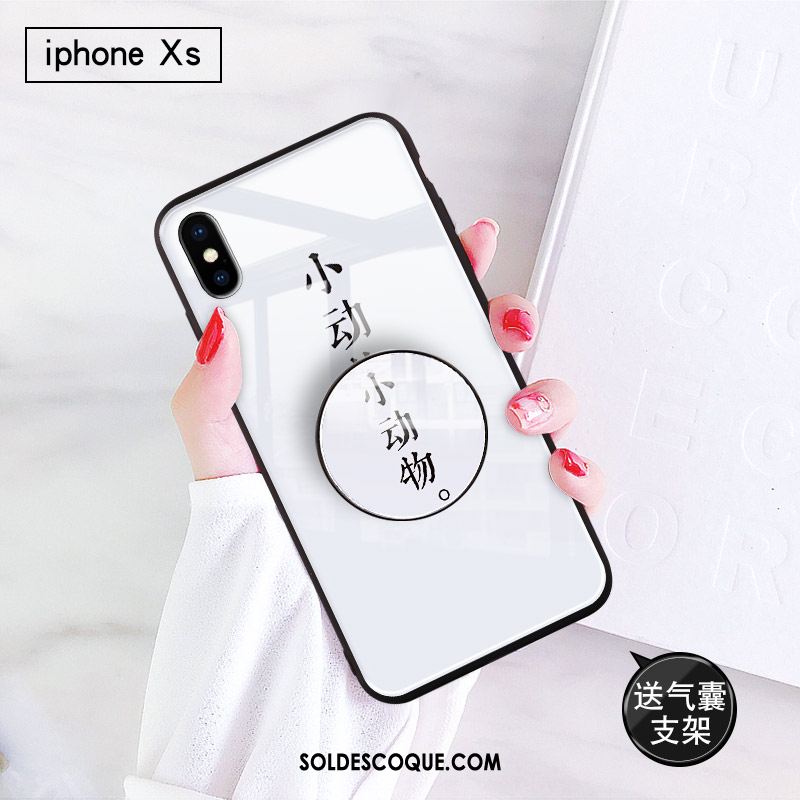 Coque iPhone Xs Étui Verre Blanc Personnalité Paillette Pas Cher