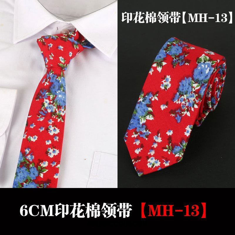 Cravate Homme Coton Rouge Impression Mode Loisir En Ligne