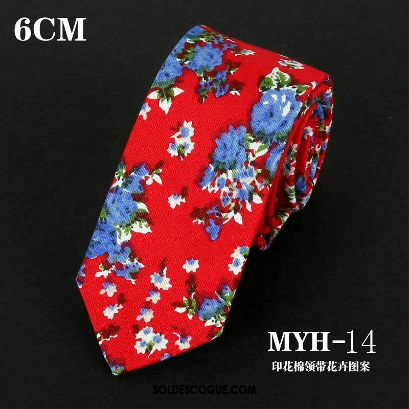 Cravate Homme Milieu Fleur 6cm Coton Étroit En Ligne