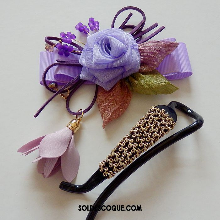 Fleur De Tête Femme Manuel Fleur Couvre-chefs Ornements De Cheveux Violet Soldes