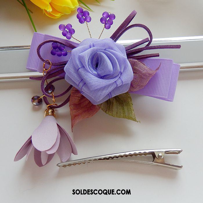 Fleur De Tête Femme Manuel Fleur Couvre-chefs Ornements De Cheveux Violet Soldes