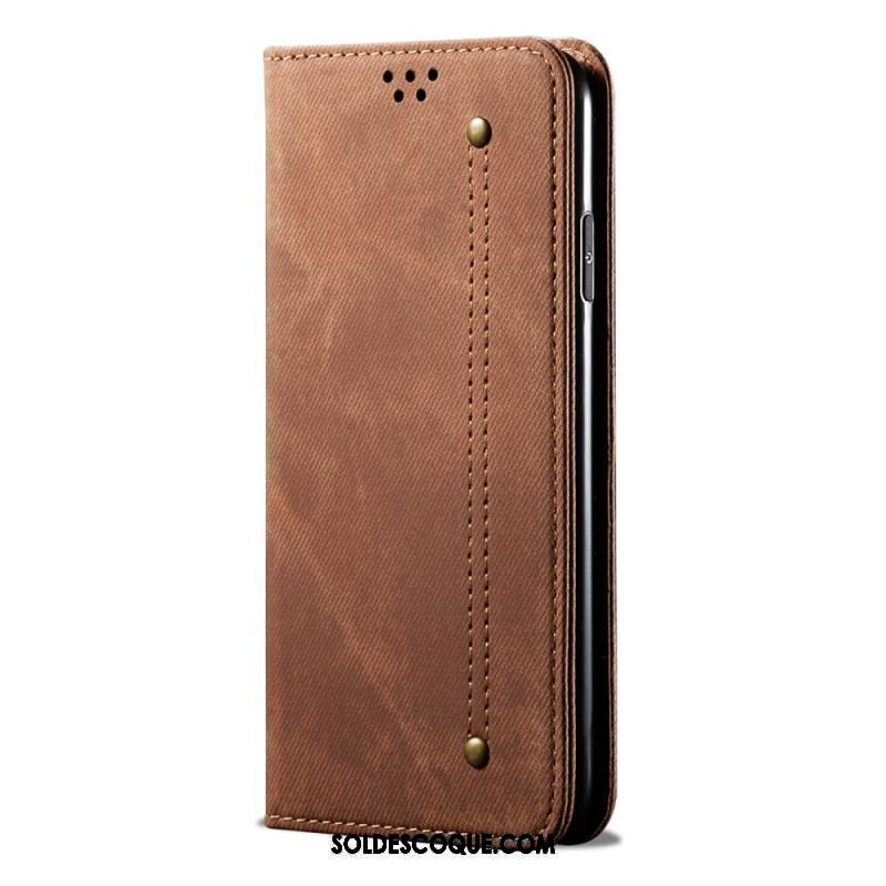 Flip Cover Huawei P60 Pro Tissu Jeans