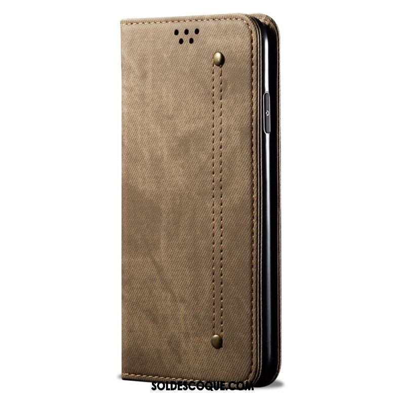 Flip Cover Huawei P60 Pro Tissu Jeans