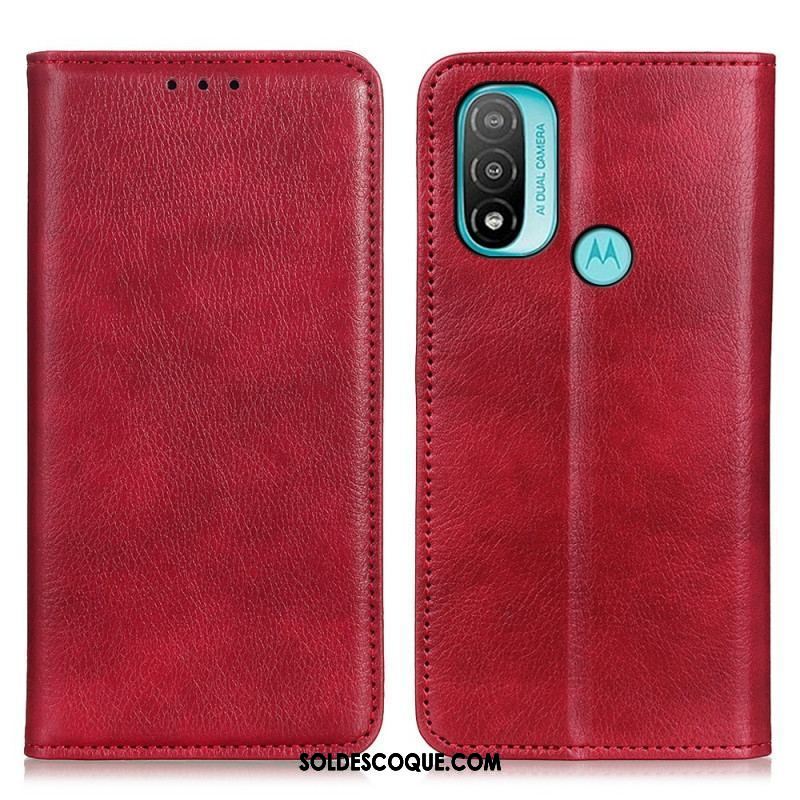 Flip Cover Moto E40 / E30 / E20 Cuir Fendu Texturé