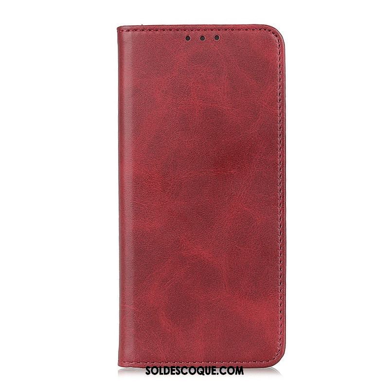 Flip Cover Moto E40 / E30 / E20 Cuir Fendu Élégance