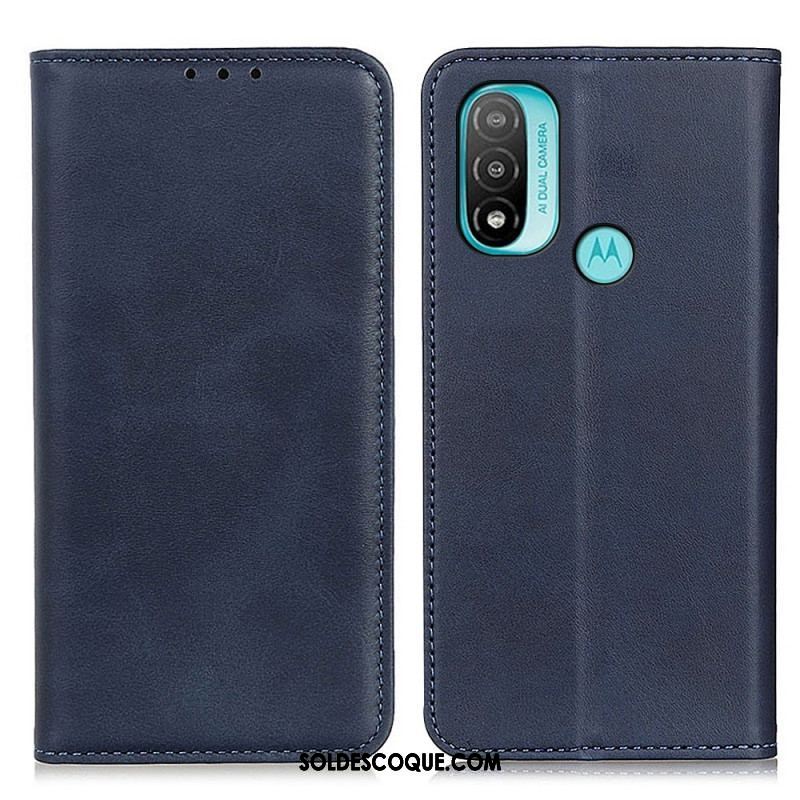 Flip Cover Moto E40 / E30 / E20 Cuir Fendu Élégance