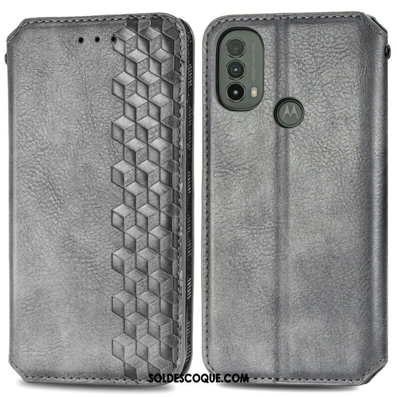 Flip Cover Moto E40 / E30 / E20 Effet Cuir Texture Diamant